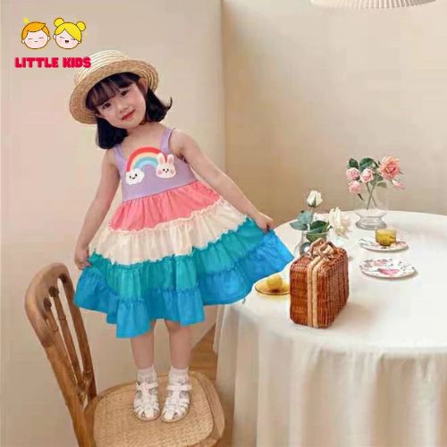 Mẫu Váy Tầng Phối Màu Sắc Sặc Sỡ