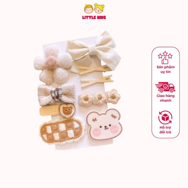 Set 9 kẹp tóc gấu dễ thương cho bé gái